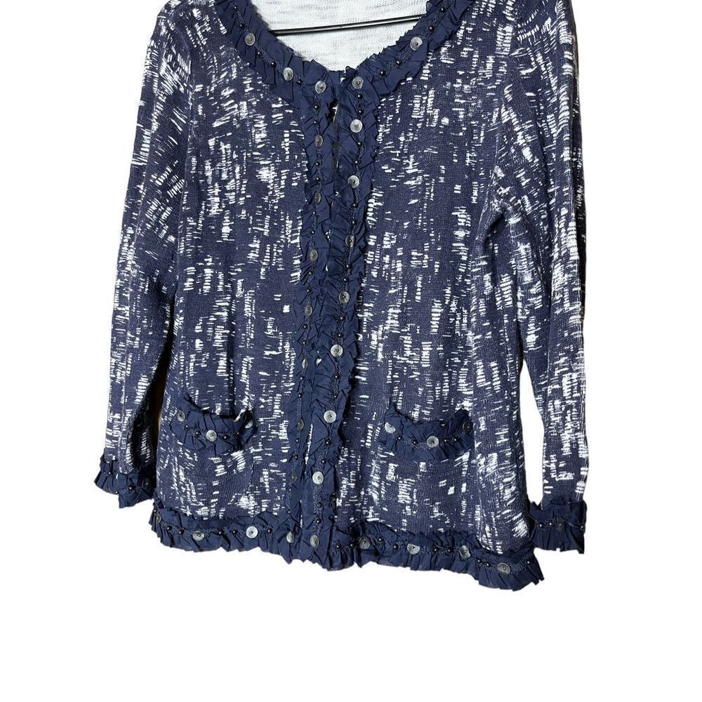 Chico’s Ruffle button front Cardigan Sweater‎ Size Medium - Picture 3 of 8